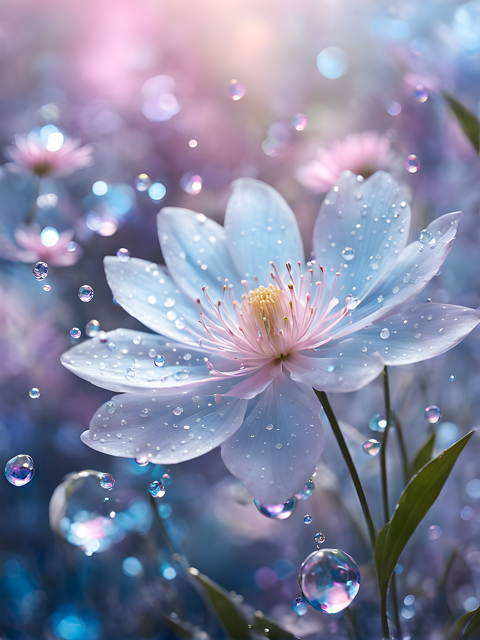 Download free HD stock image of Ai Generated Flower Free ai generated flower waterdrops illustration