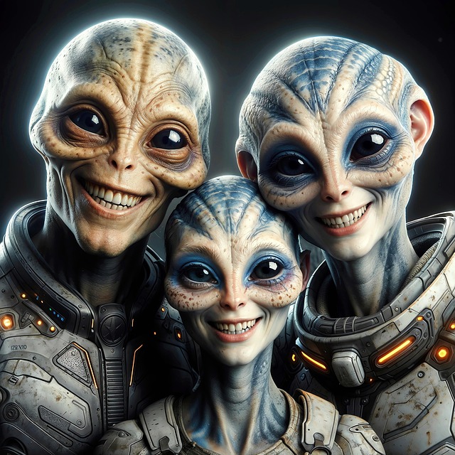 Free alien family extraterrestrial illustration