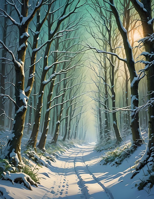 Free ai generated forest snow illustration
