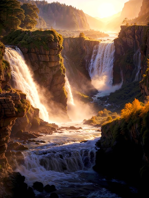 Cascada, Otoño, Bosque, Hojas De Otoño