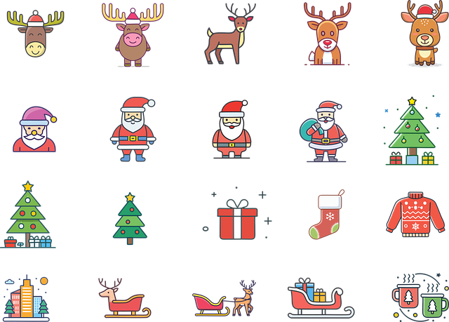 Weihnachten, Symbole, Icon Set, Design
