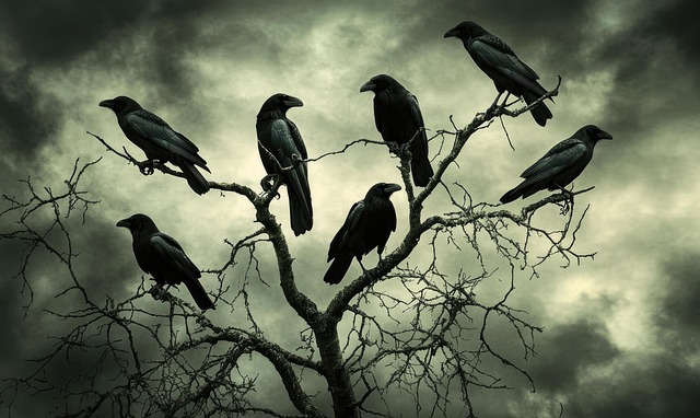 Free ai generated crows murder illustration