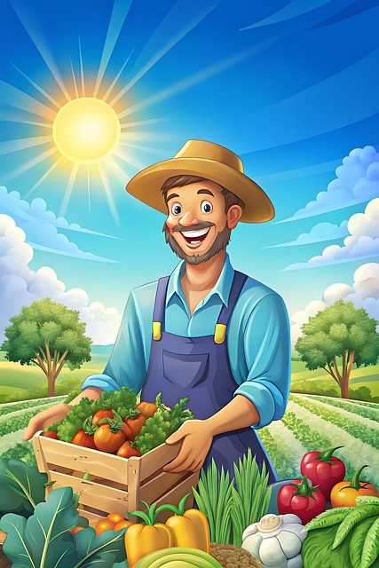 Free ai generated farmer harvest illustration