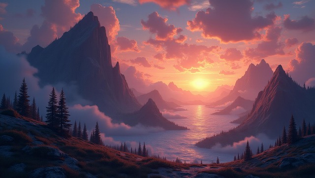 Free ai generated misty landscape scenery illustration