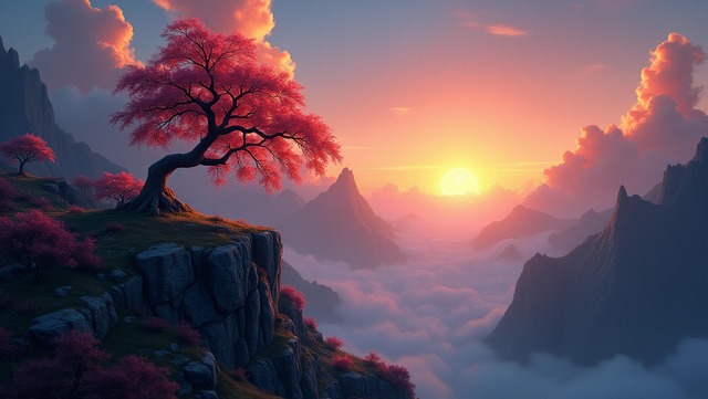 Free ai generated misty landscape scenery illustration