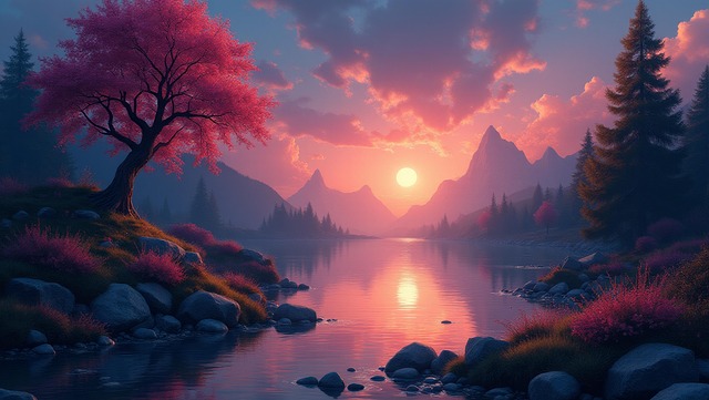 Free ai generated misty landscape scenery illustration
