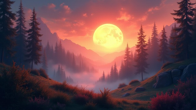 Free ai generated misty landscape scenery illustration
