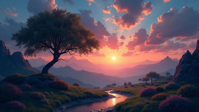 Free ai generated misty landscape scenery illustration
