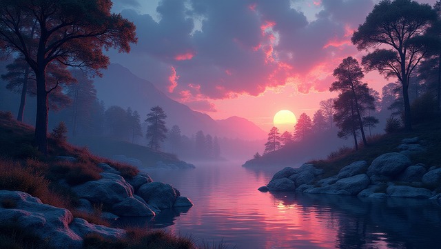 Free ai generated misty landscape scenery illustration