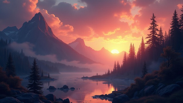 Free ai generated misty landscape scenery illustration