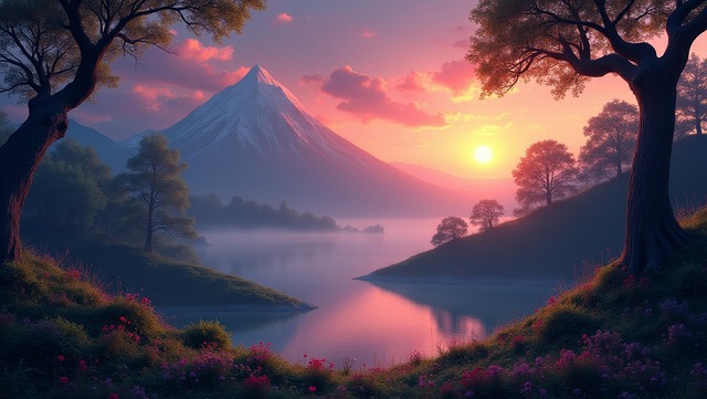 Free ai generated misty landscape scenery illustration