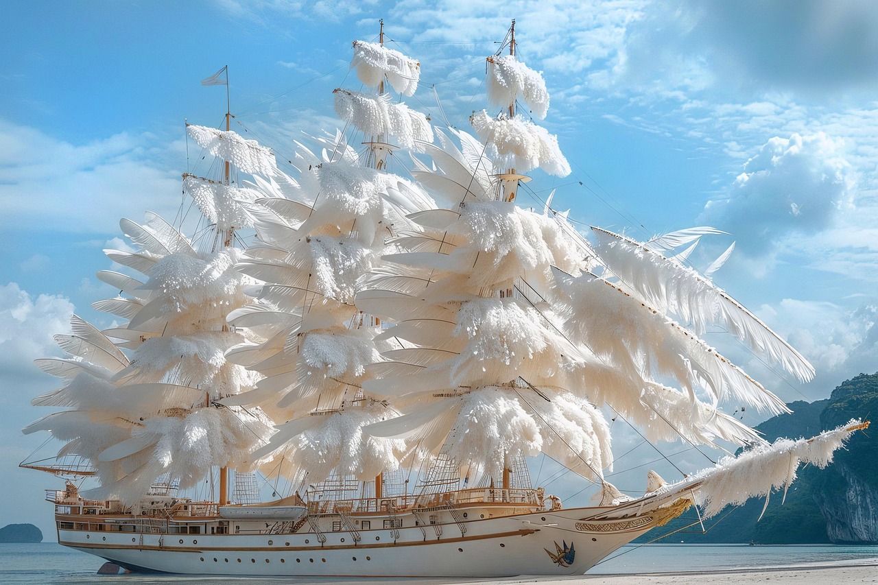 Download free HD stock image of Ai Generated Sailboat Free ai generated sailboat feathers illustration