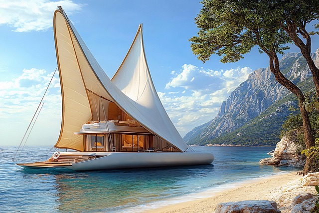 Free ai generated yacht catamaran illustration