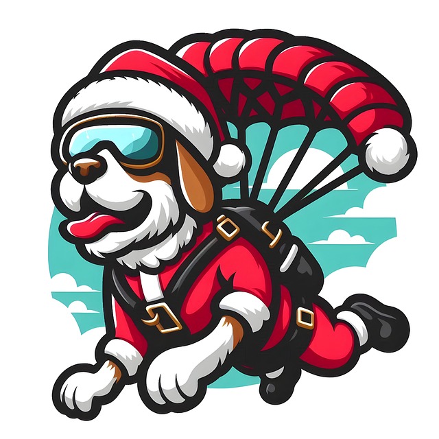 Free ai generated dog skydiving illustration