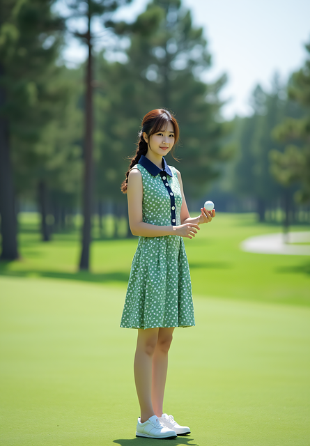 Coreano, Golfe, Asiática, Garota, Moda