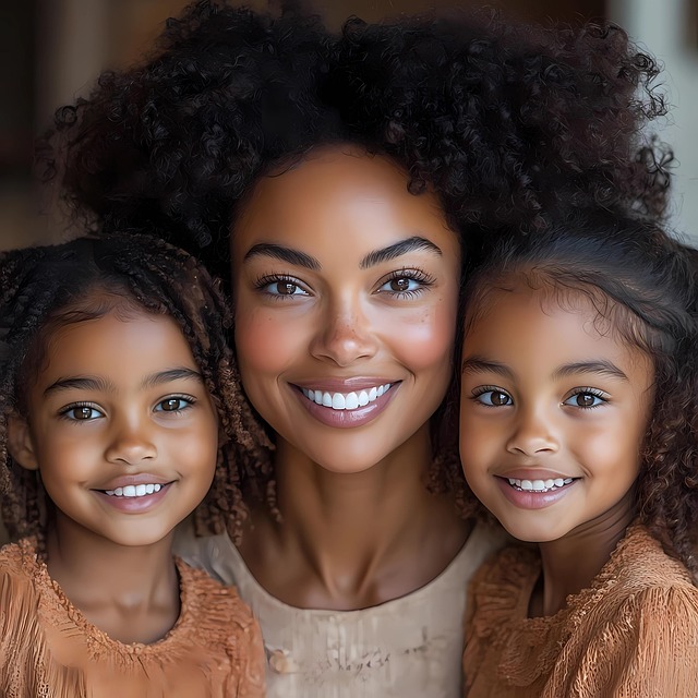 Free ai generated black woman mom and daughters illustration