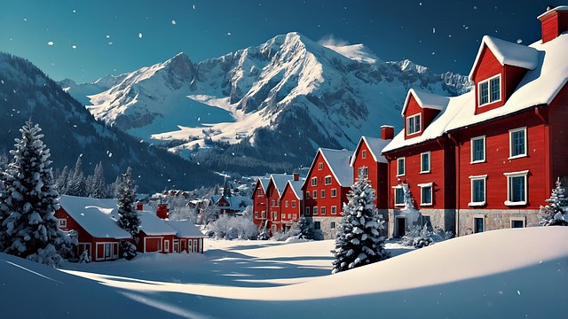 Download free HD stock image of Ai Generated Winter Free ai generated winter village illustration