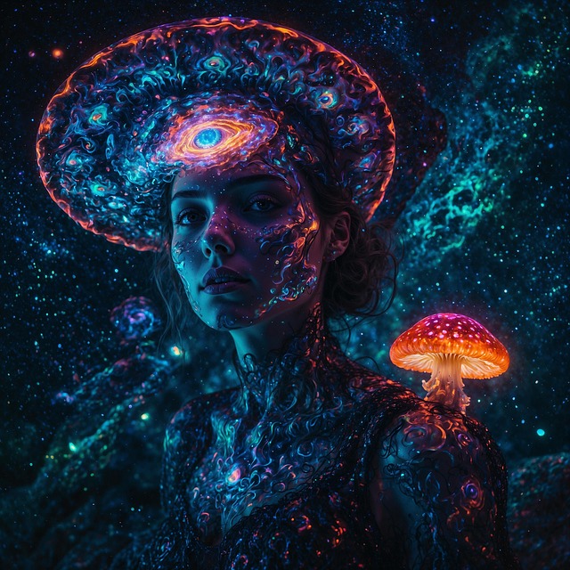 Free ai generated woman mushroom illustration