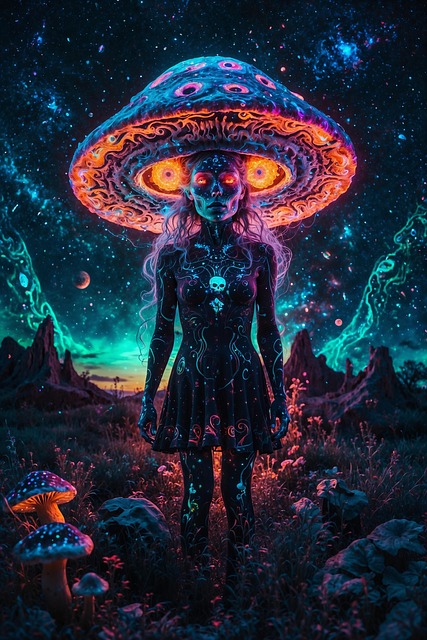 Free ai generated woman mushroom illustration