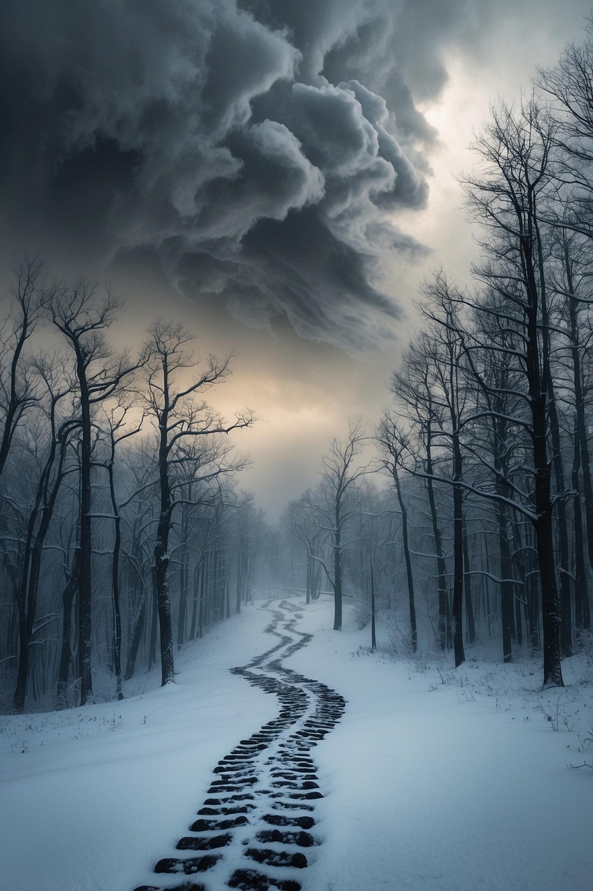 Free ai generated winter road illustration