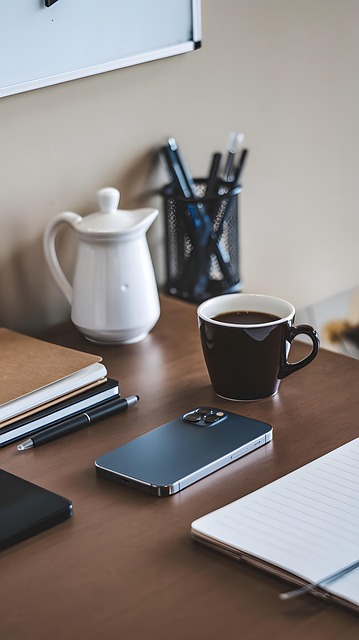 Arbeitsplatz, Iphone, Kaffee, Tasse