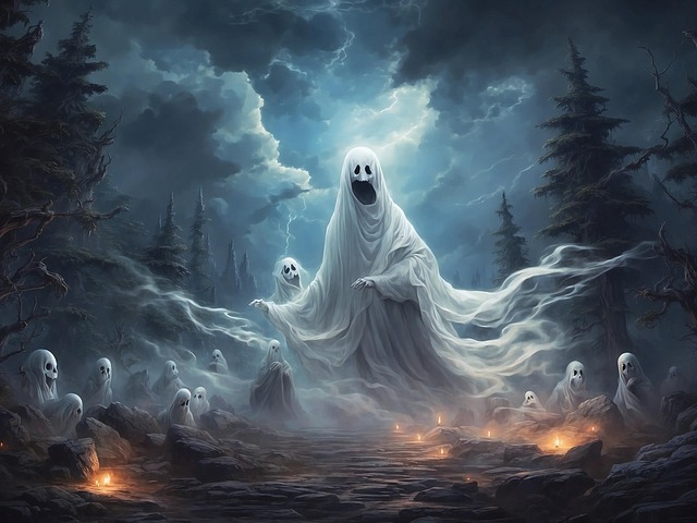Free ai generated ghost spirits illustration