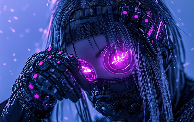 Free cyberpunk futuristic neon illustration