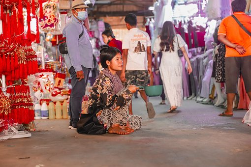 Armoede, Cambodja, Azië, Vrouw, Portret