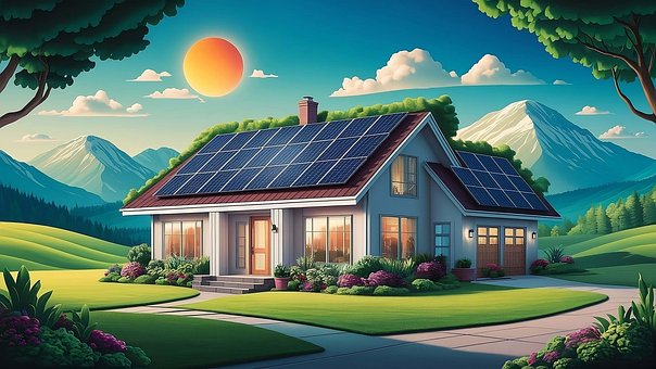 Ai Gerado, Casa, Painel Solar, Cabana