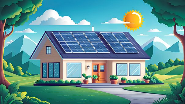 Ai Gerado, Casa, Painel Solar, Cabana