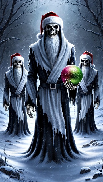 Free ai generated skeleton christmas illustration
