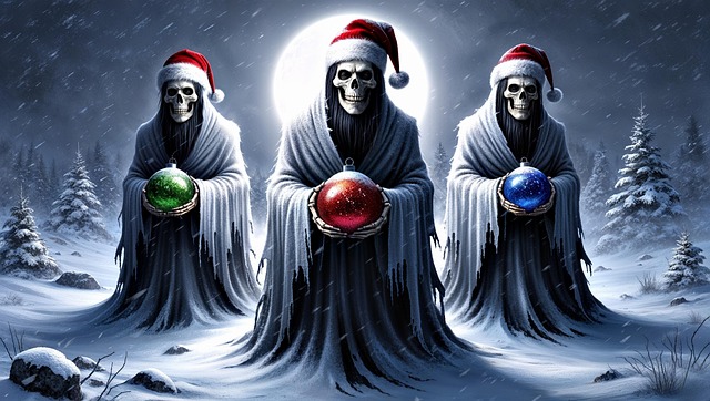 Free ai generated skeleton christmas illustration