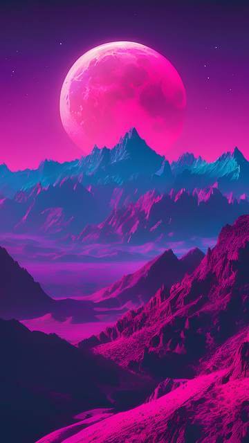 Free moon mountains landscape illustration