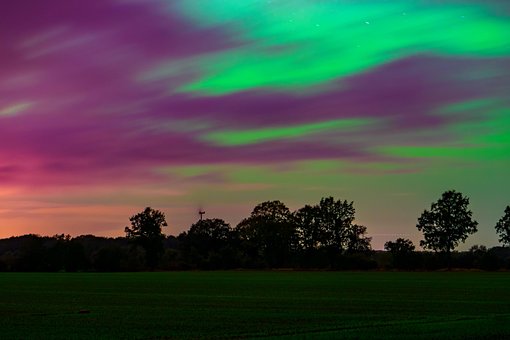 Nacht, Veld, Northern Lights, Aurora