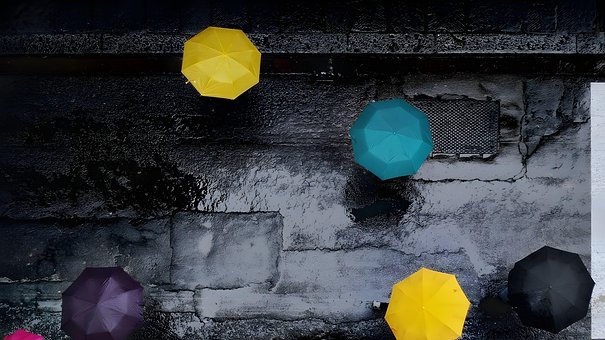 Regen, Straße, Regenschirm, China