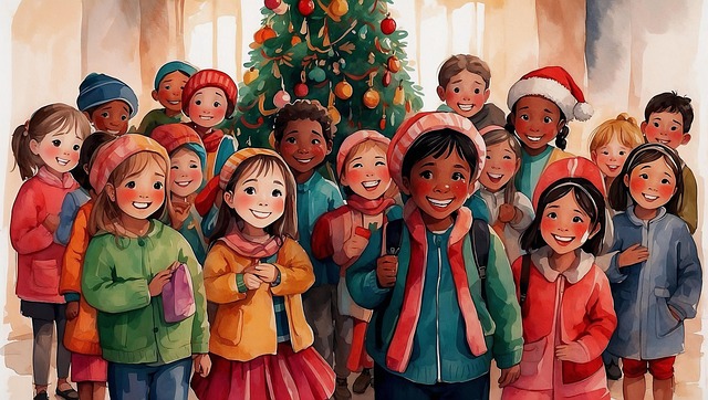 Free ai generated christmas children illustration