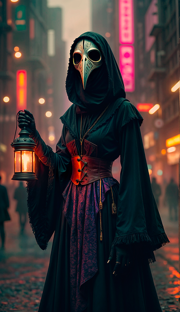 Free ai generated plague mask woman illustration