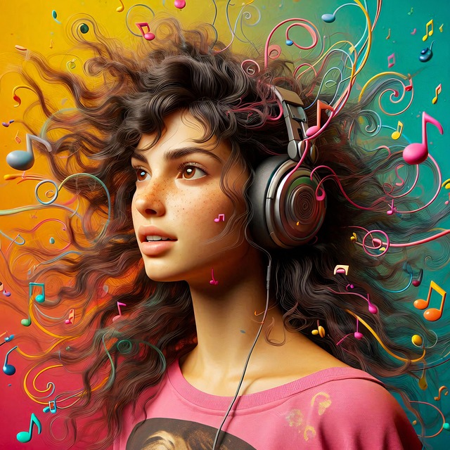 Free ai generated brunette music illustration