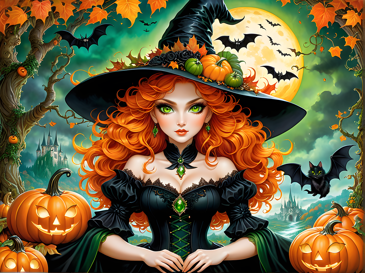 Download Halloween, Witch, Redhead. Royalty-Free Stock Illustration