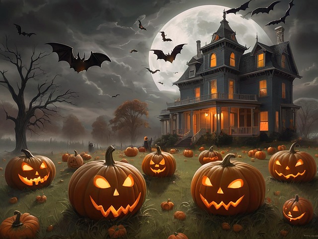 Free ai generated haunted halloween illustration