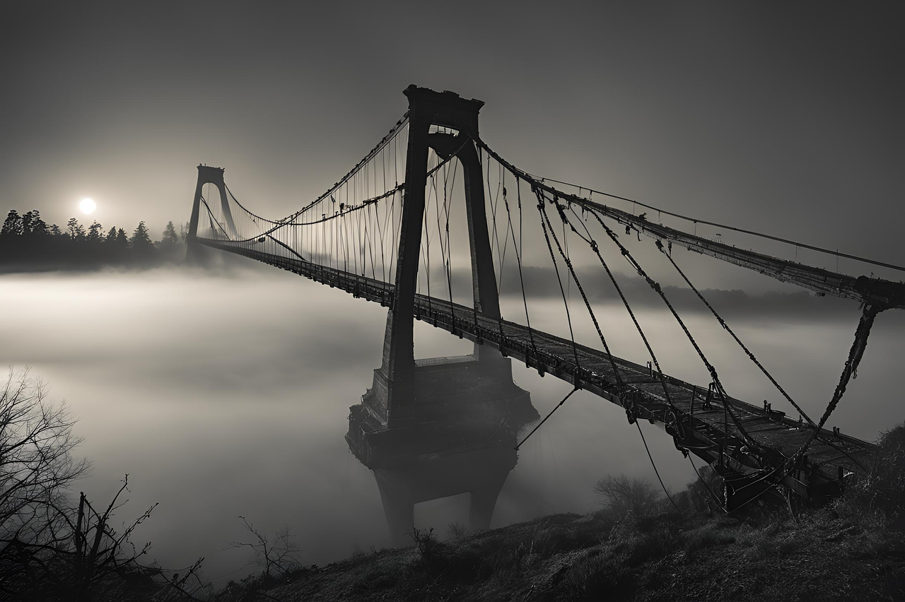 Download Scary Bridge, Haunted Bridge, Eerie Crossing. Royalty-Free