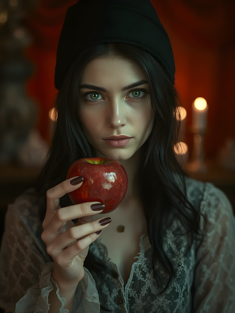 Free ai generated woman apple illustration