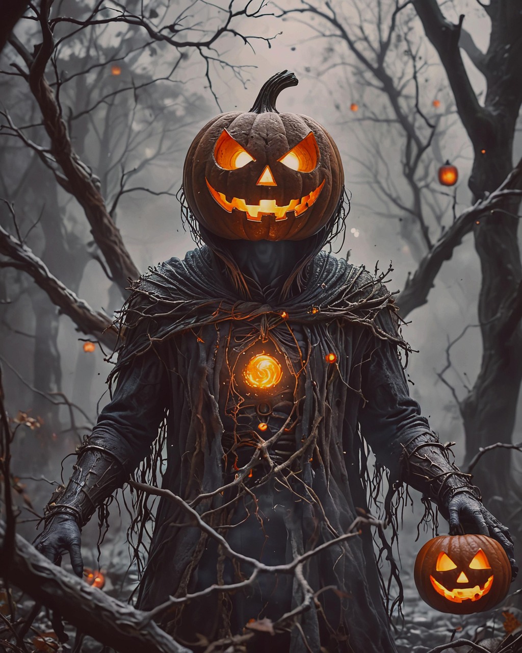 Free ai generated jack o lantern skeleton illustration