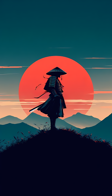 Samurai, Japonés, Guerrero, Silueta