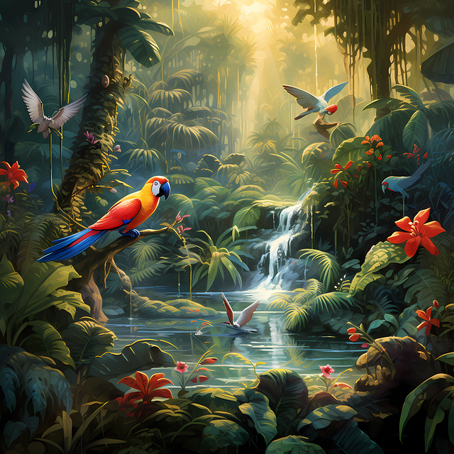 Ai Generado, Selva, Tropical, Aves