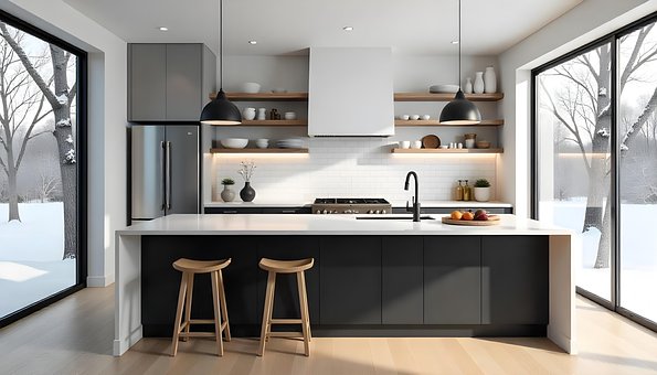 Free Contemporary Kitchen Interior illustration and picture
