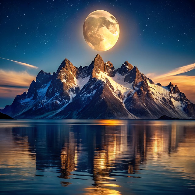 Free ai generated lake mountain illustration