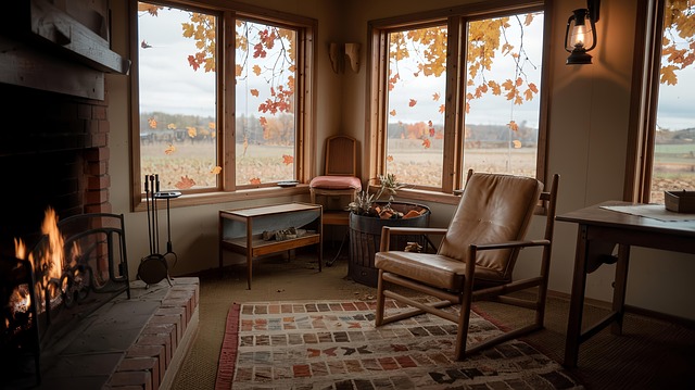 Free ai generated fireplace windows illustration