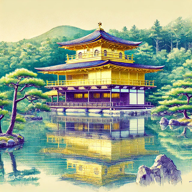 Free ai generated temple kinkaku-ji illustration