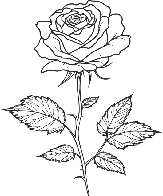 Line Drawing Rose Bitmap Image Download Rose Line Art, Minimalist Design, Floral Illustrations ...